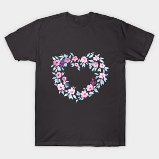 floral heart wreath T-Shirt